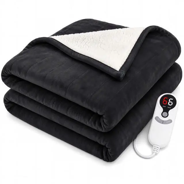 Main image of Electric Heated Blanket Full Size 72"x84", Dual-Sided Flannel & Sherpa, 9 Heat Settings & 1-10H Auto Off, ETL Overheat Protection, Machine Washable, Iron Gray