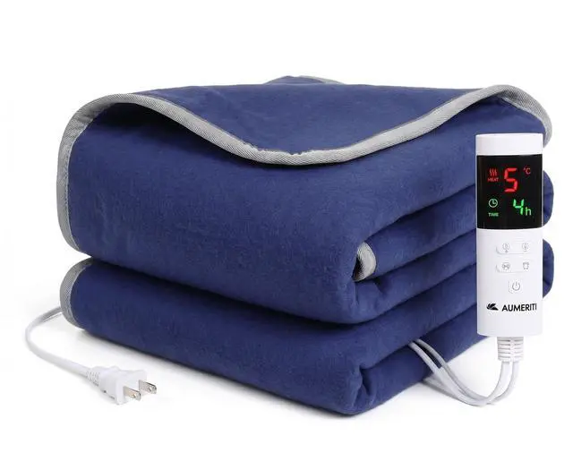 Main image of - Heated Blanket 50"x60", Electric Blanket with 9 Heating Levels & Auto Shut-Off & 1-12H Timer, Soft Polyester Heating Blanket Throw for Couch & Bed, Machine Washable, Blue