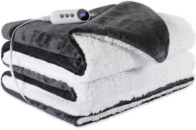 Main image of Electric Blanket Twin - Soft Flannel Heated Blanket Twin Size 62x84 inches, Ultra Soft Fast Heating with 2-10 Timer Settings & 9 Heat Settings, Warm Gift for Grandma, Dark Gray