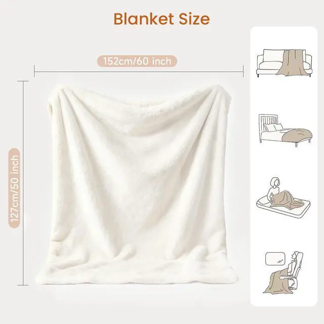 Alt view image 5 of 7 - Heated Throw Blanket with Built-in Button Controller 50"x60" Electric Blanket with Soft Flannel Sherpa Fleece 4 Heat Settings 4-Hour Auto Shut Off Overheat Protection for Couch Bed and Office