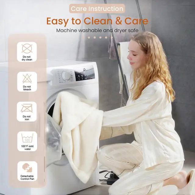 Alt view image 7 of 7 - Heated Throw Blanket with Built-in Button Controller 50"x60" Electric Blanket with Soft Flannel Sherpa Fleece 4 Heat Settings 4-Hour Auto Shut Off Overheat Protection for Couch Bed and Office
