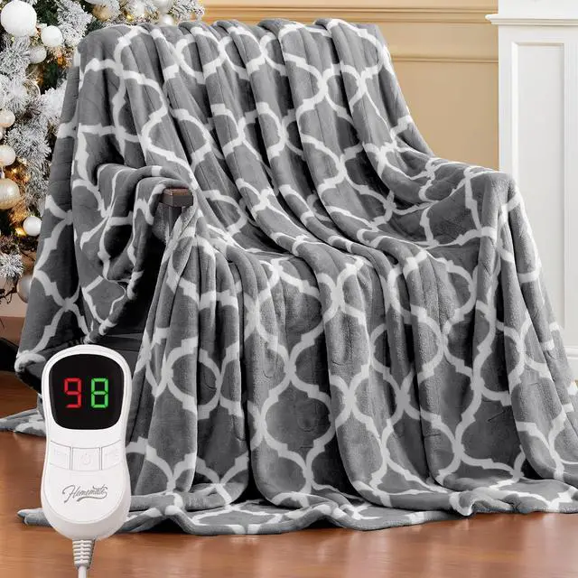 Main image of Heated Blanket Electric Throw - 50x60 Heating Blanket with 10 Fast Heat Levels 8 Hours Auto Off Soft Cozy Flannel Over-Heated Protection ETL Certification Keep Warming in Home
