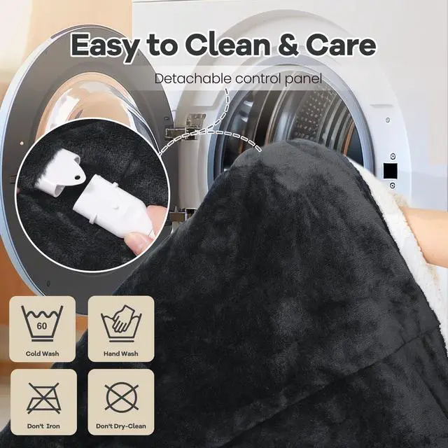 Alt view image 7 of 7 - Heated Wearable Blanket with Foot Pocket & Sleeves Electric Snuggle