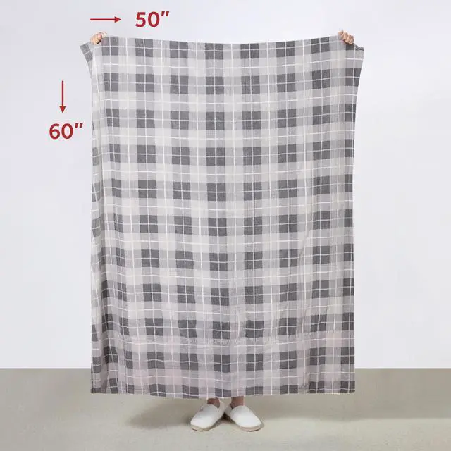 Alt view image 7 of 7 - Electric Throw Royal Luxe Microplush Heated Blanket, 4 Heat Settings, 4-Hour Auto Shut-Off, Fast Heating, Warm and Cozy, Grey Rodeen Plaid, 50" x 60"