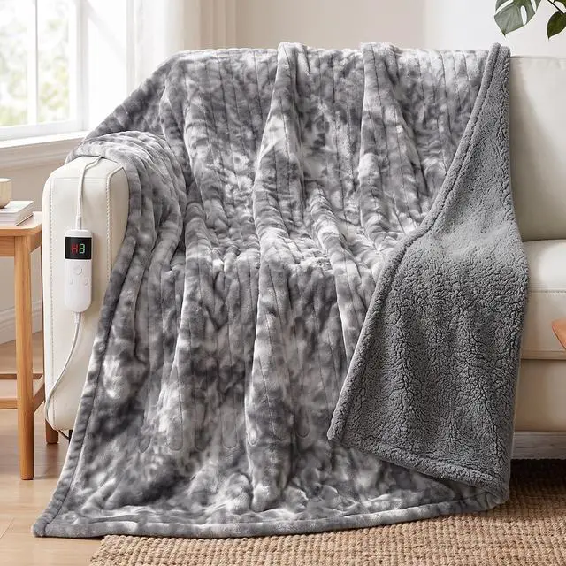 Main image of Heated Electric Blanket Throw 50''x60'' - Fast Tie-Dye Heating Blanket, Washable Heat Blanket 10 Heating Settings, 8h Timer Auto Off & Heated Protection, Soft Flannel & Sherpa Material