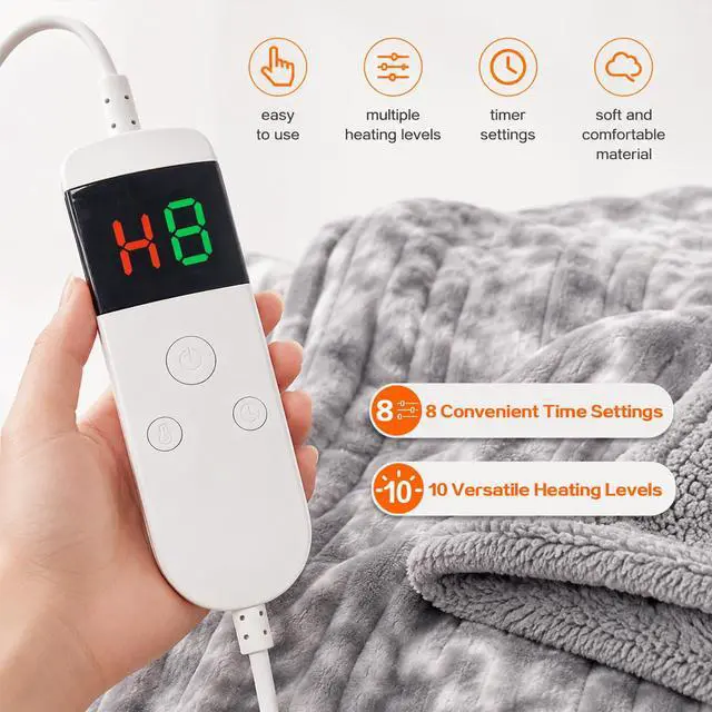 Alt view image 4 of 7 - Heated Electric Blanket Throw 50''x60'' - Fast Tie-Dye Heating Blanket, Washable Heat Blanket 10 Heating Settings, 8h Timer Auto Off & Heated Protection, Soft Flannel & Sherpa Material
