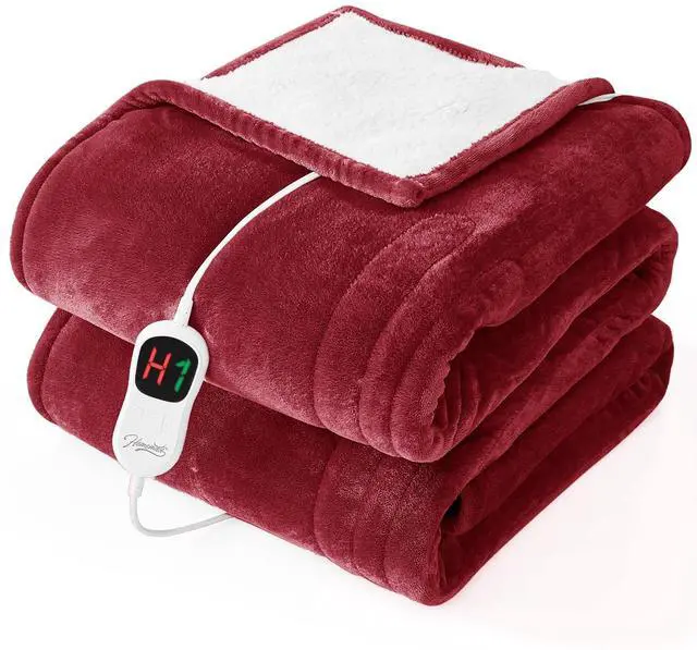 Main image of Electric Heated Blanket Twin Size - 62"x84" Heating Bed Blankets Throw with 8 Hours Auto Off 10 Heating Levels Fast Heating Over-Heated Protection Soft Warm Flannel Bed ETL Certified Red