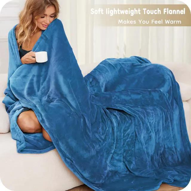 Alt view image 5 of 7 - Electric Heated Blanket Full Size 72"x 84", Flannel for Bed, Sofa and Couch, ETL Certified, 4 Heat Settings, 1-10H Timer, Overheat Protection, Machine Washable, Teal