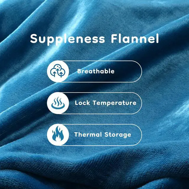 Alt view image 6 of 7 - Electric Heated Blanket Full Size 72"x 84", Flannel for Bed, Sofa and Couch, ETL Certified, 4 Heat Settings, 1-10H Timer, Overheat Protection, Machine Washable, Teal