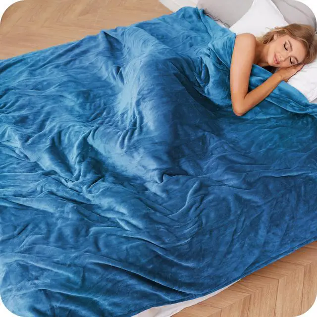 Alt view image 2 of 7 - Electric Heated Blanket Full Size 72"x 84", Flannel for Bed, Sofa and Couch, ETL Certified, 4 Heat Settings, 1-10H Timer, Overheat Protection, Machine Washable, Teal