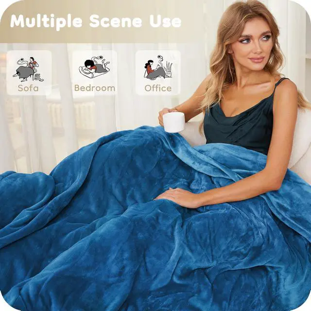 Alt view image 7 of 7 - Electric Heated Blanket Full Size 72"x 84", Flannel for Bed, Sofa and Couch, ETL Certified, 4 Heat Settings, 1-10H Timer, Overheat Protection, Machine Washable, Teal