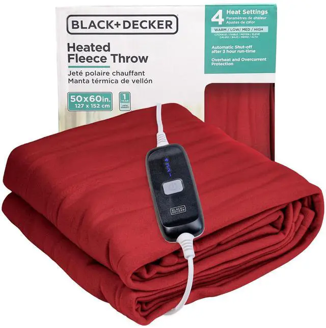 Main image of Heated Blanket Electric Throw, Fleece Electric Blanket, Heating Blanket with 4 Heating Levels, 3H Timer, Auto Shutoff, Fast Heating (50x60 inches, Maroon)