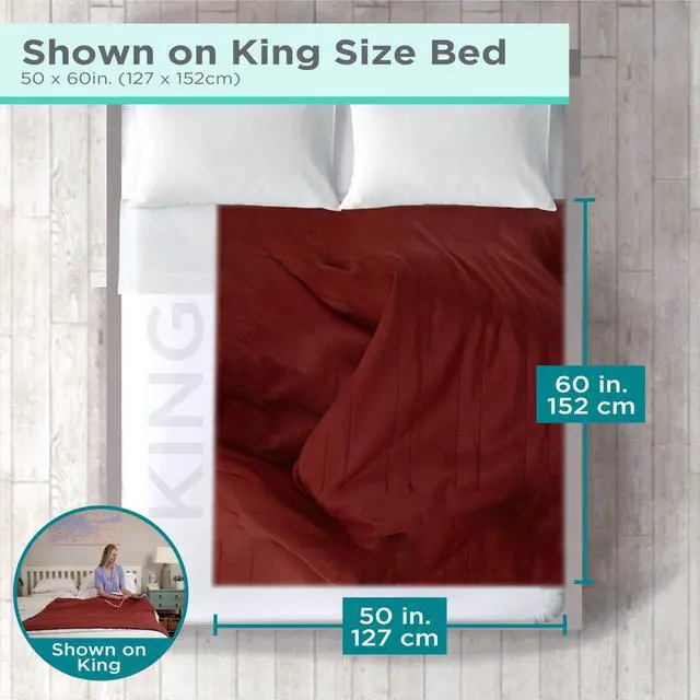Alt view image 4 of 7 - Heated Blanket Electric Throw, Fleece Electric Blanket, Heating Blanket with 4 Heating Levels, 3H Timer, Auto Shutoff, Fast Heating (50x60 inches, Maroon)