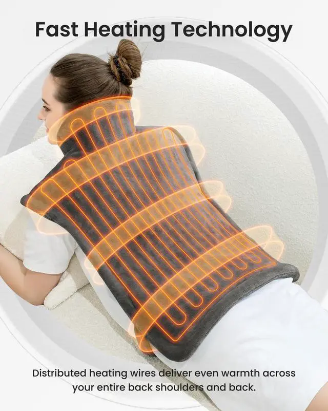 Alt view image 5 of 7 - Electric Heating Pad - 6 Heat Levels for Neck Shoulder and Back, Birthday Gifts for Women Men Mom Dad, Weighted Pad for Snug Fit, ETL Safety Certified, FSA Eligible, 24"x33" Gray
