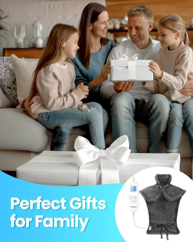 Alt view image 3 of 7 - Electric Heating Pad - 6 Heat Levels for Neck Shoulder and Back, Birthday Gifts for Women Men Mom Dad, Weighted Pad for Snug Fit, ETL Safety Certified, FSA Eligible, 24"x33" Gray