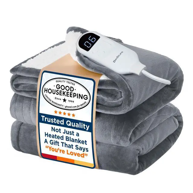 Main image of Heated Blanket Full Size, Soft Electric Blanket with Preheat, Grey
