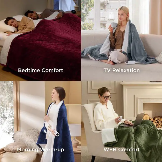 Alt view image 7 of 7 - Heated Blanket Full Size, Soft Electric Blanket with Preheat, Grey