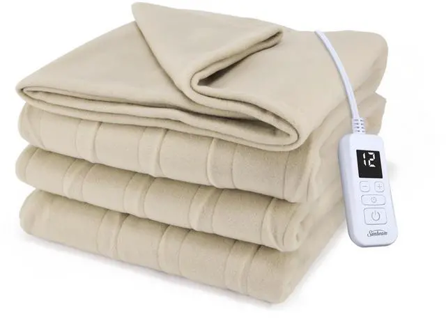 Main image of Royal Ultra Fleece Heated Electric Blanket Twin Size, 84" x 62", 12 Heat Settings, 12-Hour Selectable Auto Shut-Off, Fast Heating, Machine Washable, Warm and Cozy, Pebble