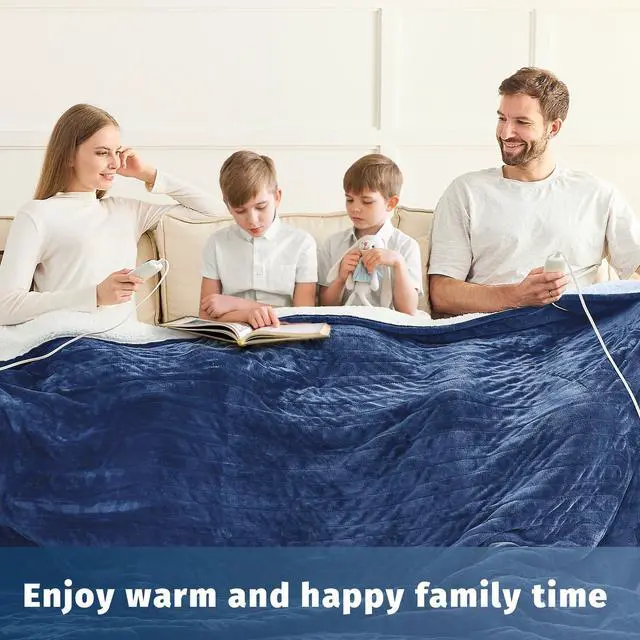 Alt view image 4 of 5 - Heated Electric Blanket Queen Size - 84" x 90" Heating Blanket with Dual Control, 10 Heating Levels & 8 Hours Auto Off, Soft Warm Flannel Blanket, Christmas Birthday Gifts for Senior Grandma
