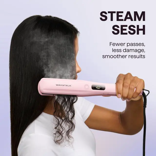 Alt view image 2 of 7 - Steam Hair Straightener 1.38'' with Detachable Comb for Silk Press