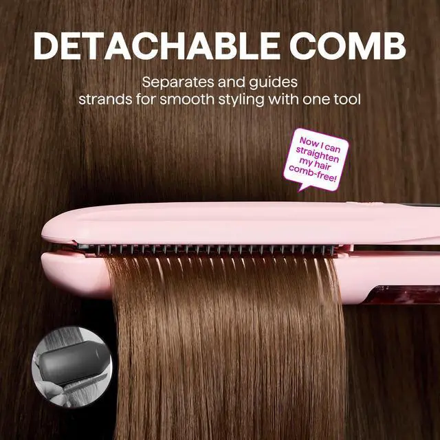 Alt view image 4 of 7 - Steam Hair Straightener 1.38'' with Detachable Comb for Silk Press