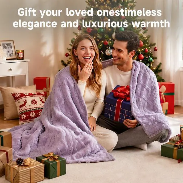 Alt view image 5 of 7 - Heated Blanket-Electric Blanket 50"x60" Soft Heated Throw Blanket with 5 Heating Levels & 3 Hours auto-Off,Machine Washable(Purple