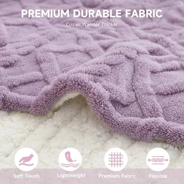 Alt view image 4 of 7 - Heated Blanket-Electric Blanket 50"x60" Soft Heated Throw Blanket with 5 Heating Levels & 3 Hours auto-Off,Machine Washable(Purple
