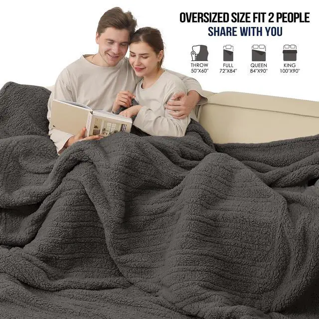 Alt view image 5 of 6 - Queen Heated Blanket, Electric Blanket Dual Control with 5 Heating Levels & 10 Hours Auto Off, Ultra Soft Fuzzy Washable Heating Blanket Queen with ETL Certified, 84"x90", Dark Gray