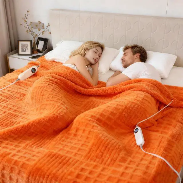 Main image of Heated Blanket Electric King, 90"X100" Waffle Heating Blanket with 12 Heat Levels, Fast Heating Blanket with 1-12 Timer Settings, Overheat Protection with ETL & FCC for Home Office -Orange