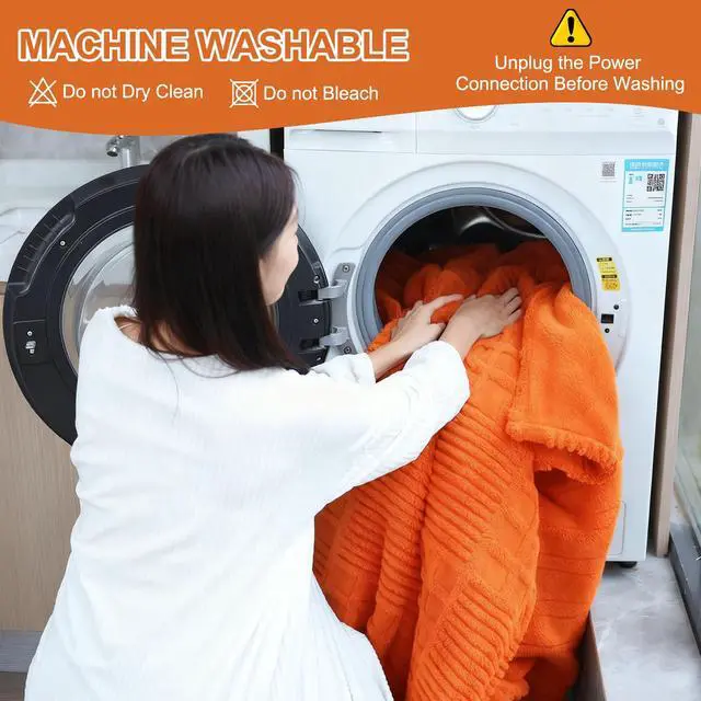 Alt view image 5 of 7 - Heated Blanket Electric King, 90"X100" Waffle Heating Blanket with 12 Heat Levels, Fast Heating Blanket with 1-12 Timer Settings, Overheat Protection with ETL & FCC for Home Office -Orange