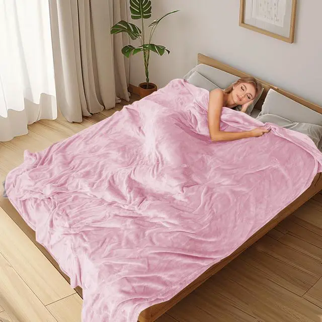 Alt view image 2 of 7 - Electric Heated Blanket Full Size 72" x 84", Ultra Soft Flannel Heating Blanket with 4 Heat Settings, 10-Hour Auto Shutoff, ETL Listed Overheat Protection, Machine Washable, Light Pink