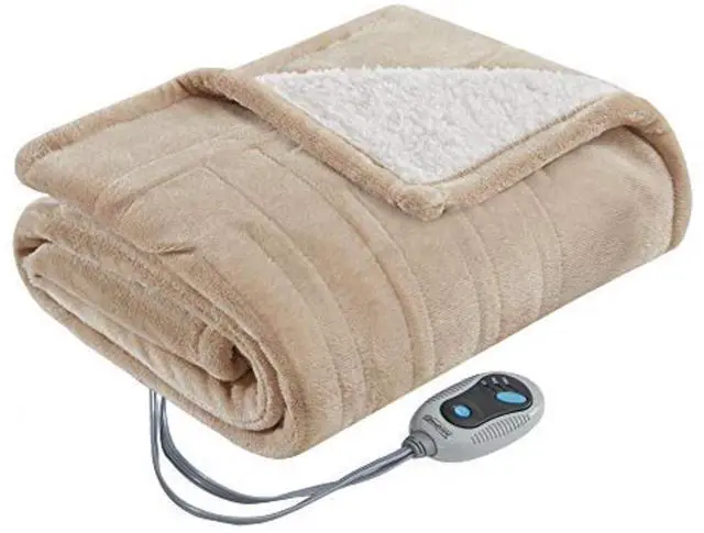 Main image of Wearable Electric Poncho Wrap Blanket, Ultra Soft Sherpa & Berber Fleece Heated Throw with Low EMF, UL Certified & OEKO-TEX, 3 Heat Settings & 2 Hour Auto Shutoff, Gift-Ready, 50"x64",Tan