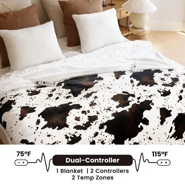Alt view image 2 of 7 - Heated Blanket Queen Blanket - Fast Heating Electric Blanket, Soft Flannel Heated Throw with 4 Time Settings,10 Heating Settings, Warm Gifts for Women & Mom & Grandma