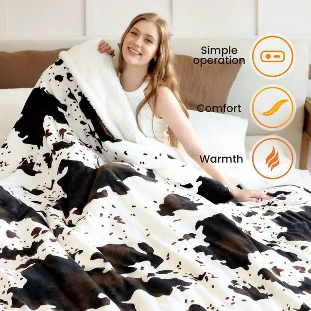 Alt view image 3 of 7 - Heated Blanket Queen Blanket - Fast Heating Electric Blanket, Soft Flannel Heated Throw with 4 Time Settings,10 Heating Settings, Warm Gifts for Women & Mom & Grandma