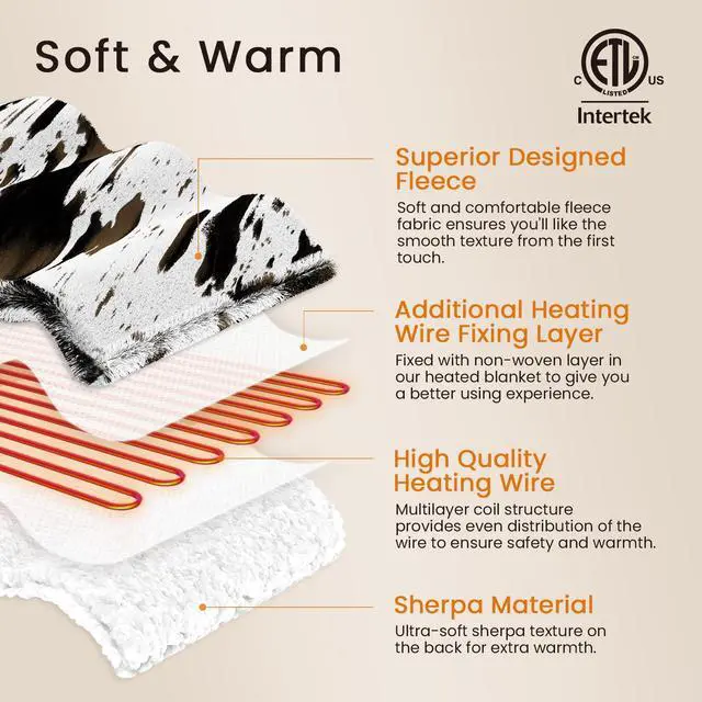 Alt view image 7 of 7 - Heated Blanket Queen Blanket - Fast Heating Electric Blanket, Soft Flannel Heated Throw with 4 Time Settings,10 Heating Settings, Warm Gifts for Women & Mom & Grandma