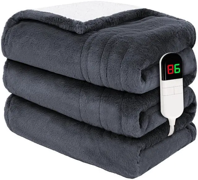 Main image of Premium Heated Throw Blanket 50"×60" - Ultra Cosy Soft Electric Blanket with 8 Heating Levels,Plush Fast Heating Faux Rabbit Fur Blanket for Bed & Couch - Auto Shut Off,Machine Washable(Grey)