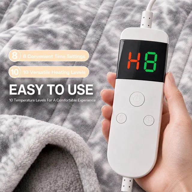 Alt view image 5 of 7 - Heated Electric Blanket Throw 50''x60'' - Fast Tie-Dye Heating Blanket, Washable Heat Blanket 10 Heating Settings, 8h Timer Auto Off & Heated Protection, Soft Flannel & Sherpa Material