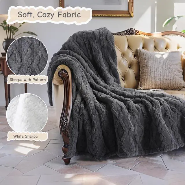 Alt view image 4 of 5 - Electric Heated Blanket Throw Size 50"x60", Ultra Soft Sherpa Fleece, 5 Heat Levels & 3-Hour Auto-Off, Fast Heating for Cozy Winter Comfort, for Office & Chair, Dark Gray