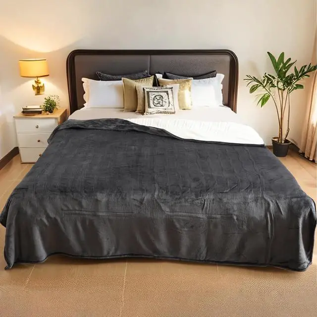 Alt view image 2 of 7 - Electric Heated Blanket Full Size 72 x 84, Fast Heating Blanket, Dual-Sided Flannel Sherpa, 10 Heat Settings, 1-12 Hour Auto Off, Machine Washable, Dark Grey