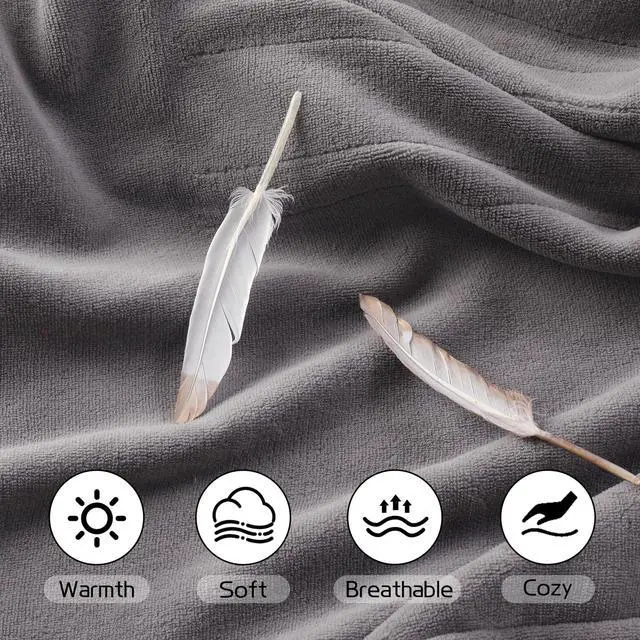 Alt view image 6 of 7 - Electric Heated Blanket 72"x84" Full Size, Soft Plush Fleece Blanket for Bed Couch Home, with 4 Heating Levels and 10 Hs Auto-Off, Machine Washable, Parents's Gifts, for Full Body Warmth, Light Gray