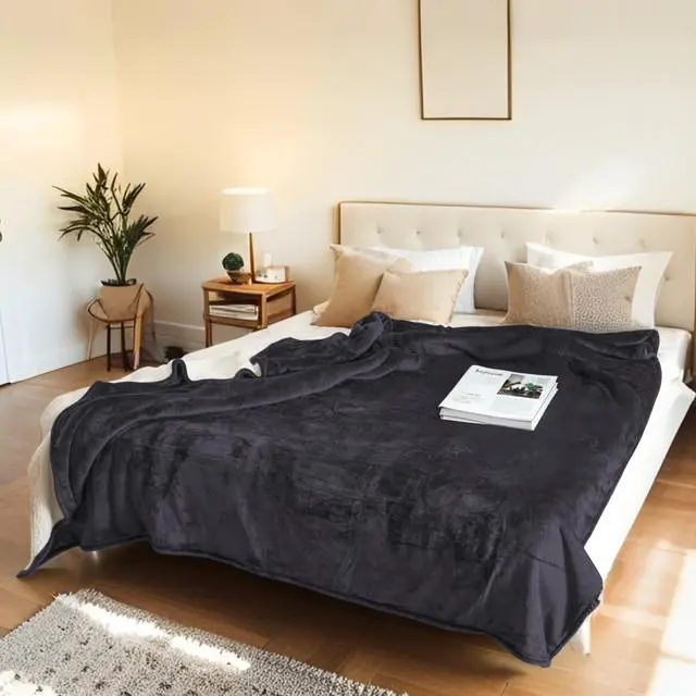 Alt view image 7 of 7 - Electric Heated Blanket 62"x84" Twin Size, Dual-Sided Flannel & Sherpa, 9 Heat Settings & 1-10H Auto Off, Soft Warm for Home Office Bed Couch, Machine Washable, ETL Certified, Iron Gray