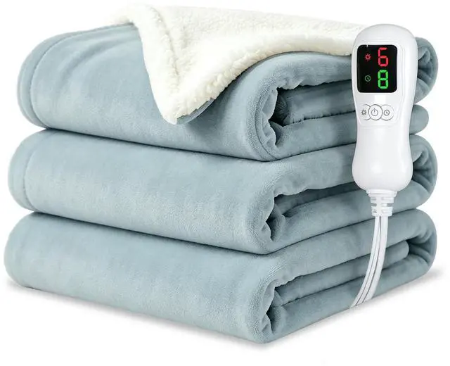 Main image of Electric Blanket Twin Size 62"x84",Heating Blanket, Soft Flannel Heated Blanket, 9 Heating Levels,1-9 Hours Auto Off, Fast Heating, Overheat Protection, Machine Washable,Gifts for Woman, Gray