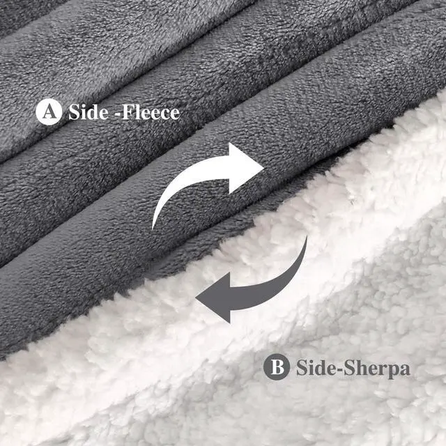 Alt view image 7 of 7 - Heated Throw Blanket Electric Blanket - Heating Blanket Throw with 6 Heat Levels & 4 Hours Auto-Off, Cozy Soft Fleece Sherpa Blanket, Washable, Fast Heating, 50 x 60 Inches, Grey