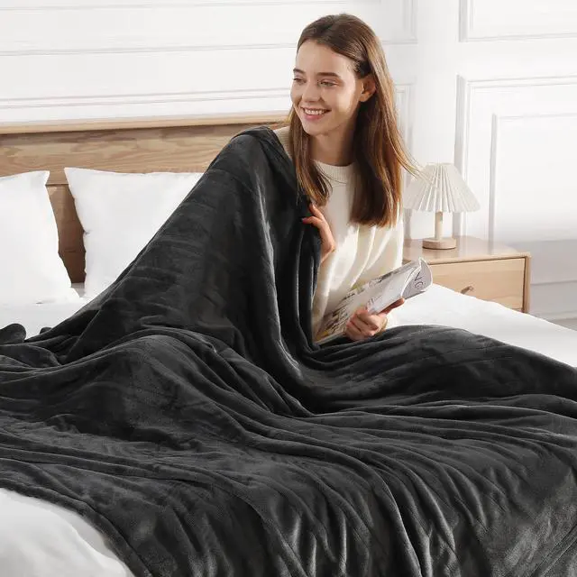 Main image of Electric Blanket Queen Heated Blanket Queen Size 84''X90'' - Soft Plush Flannel with Dual Controllers, 5 Heating Level & 10 Hour Auto Off, ETL Certified, Warm Gifts for Grandma(Charcoal Grey)