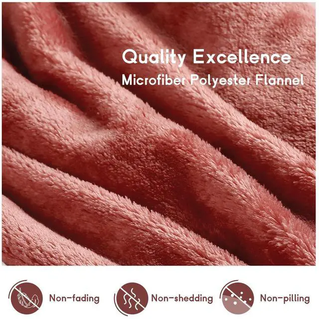 Alt view image 4 of 7 - Heated Blanket Electric Blanket Full Size 72''x84'' with 9 Heating Levels, 1-10 Hour Auto Shut Off, Machine Washable, Flannel & Sherpa Soft Warming Blanket for Couch, Bed, Office - Brick Red