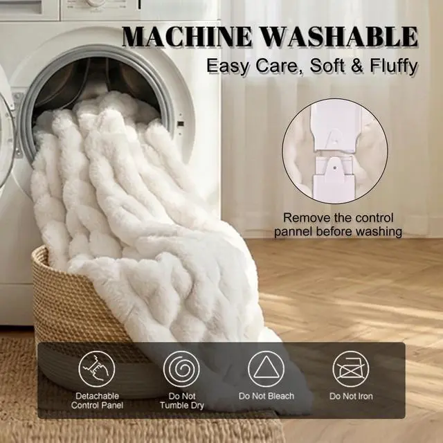 Alt view image 6 of 7 - Electric Heated Blanket Throw,Faux Rabbit Fur Heating Throw Blanket