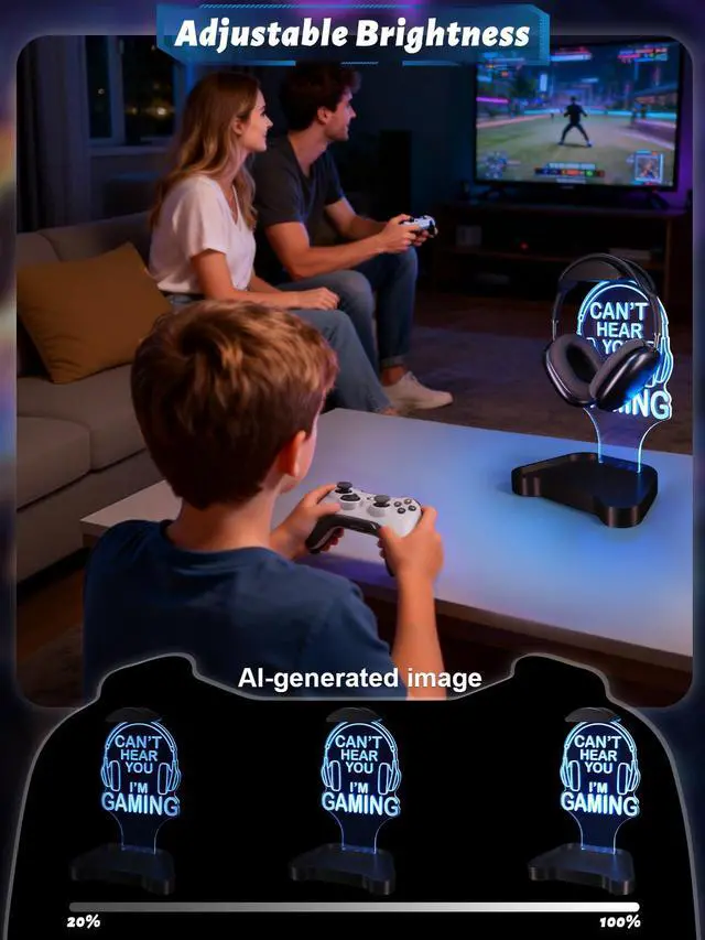 Alt view image 2 of 7 - Light Up Headphone Stand, Headphones Holder with 16 Color Lights, Gamer Gifts for Boys Men Father Dad, Gaming Headset Stand with Game Controller Storage Base for Desk Bedroom Gaming Room