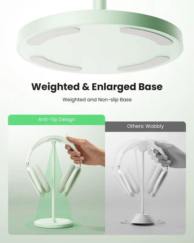 Alt view image 4 of 7 - Headphone Stand, Desktop Headset Holder, Green