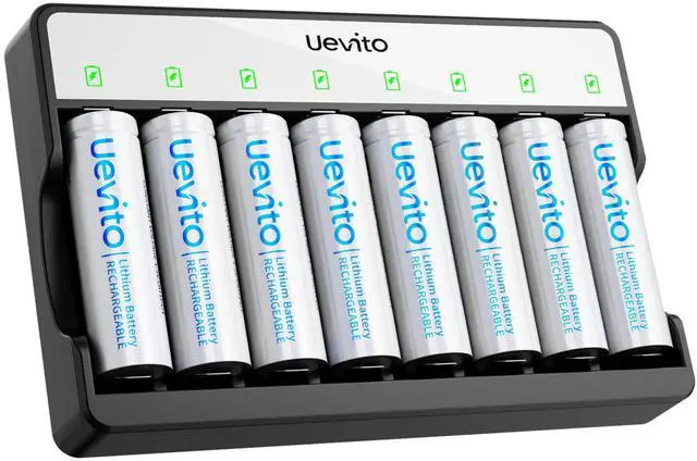 Main image of Rechargeable AA Batteries Lithium with Charger, 8 Pack 3600mWh High Capacity Double A Battery, Cycle Times Up to 1200 1.5V Constant Output for Blink Outdoor Camera