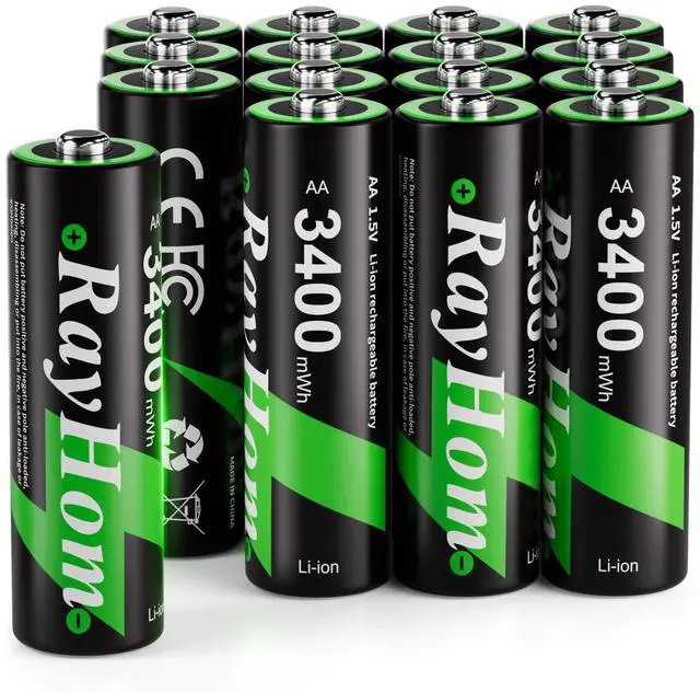 Main image of 16 Pack 3400mWh Rechargeable Lithium Batteries AA for Blink Camera